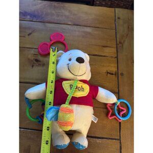 Disney Baby Winnie The Pooh Plush Toy With Attached Rattle Rings For Infants